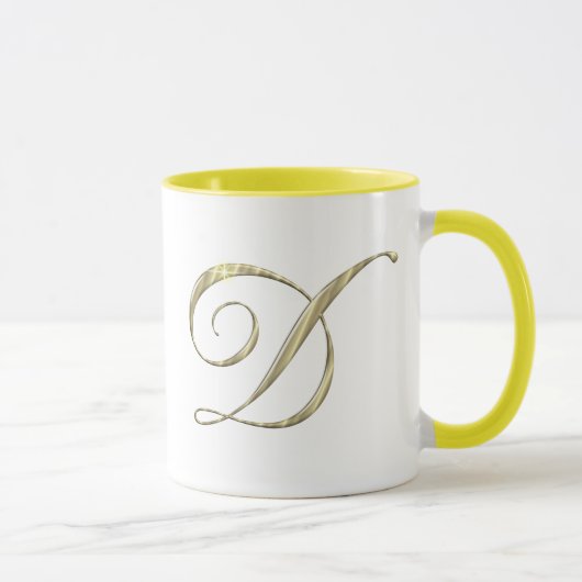 Mug LETTRE MONOGRAPHIQUE D Or Initiales (Droite)