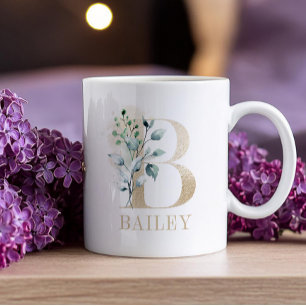 Mug LETTRE MONOGRAPHIQUE D'OR B Floral