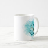 Mug LETTRE MONOGRAPHIQUE Élégante A Turquoise Fleur d' (Devant droit)