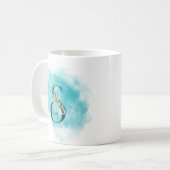 Mug LETTRE MONOGRAPHIQUE Élégante A Turquoise Fleur d' (Devant gauche)