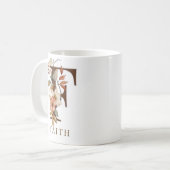 Mug LETTRE MONOGRAPHIQUE F Floral Rustique (Devant gauche)