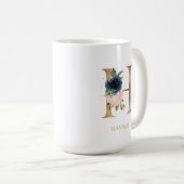 Mug LETTRE MONOGRAPHIQUE Florale Blush "H" Personnalis (Devant droit)