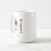 Mug LETTRE MONOGRAPHIQUE Florale Blush "H" Personnalis (Devant gauche)