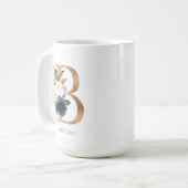 Mug LETTRE MONOGRAPHIQUE Florale Blush Navy "B" Person (Devant gauche)