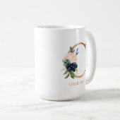 Mug LETTRE MONOGRAPHIQUE Florale Blush Navy "C" Person (Devant droit)