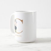 Mug LETTRE MONOGRAPHIQUE Florale Blush Navy "C" Person (Devant gauche)