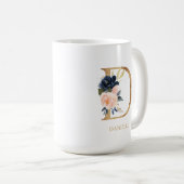 Mug LETTRE MONOGRAPHIQUE Florale Blush Navy "D" Person (Devant droit)