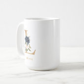 Mug LETTRE MONOGRAPHIQUE Florale Blush Navy "L" Person (Devant gauche)