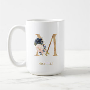 Mug LETTRE MONOGRAPHIQUE Florale Blush Navy "M" Person
