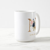 Mug LETTRE MONOGRAPHIQUE Florale Blush Navy "N" Person (Devant droit)