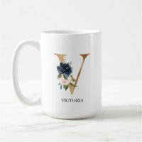 LETTRE MONOGRAPHIQUE Florale Blush Navy "V" Person