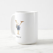 Mug LETTRE MONOGRAPHIQUE Florale Blush Navy "Y" Person (Devant gauche)