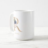 Mug LETTRE MONOGRAPHIQUE Florale Blush "R" Personnalis (Devant gauche)