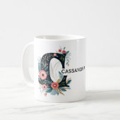 Mug LETTRE MONOGRAPHIQUE Florale Botanique C Personnal (Devant gauche)