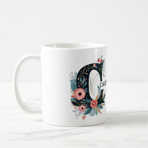 Mug LETTRE MONOGRAPHIQUE Florale Botanique C Personnal