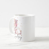 Mug LETTRE MONOGRAPHIQUE Florale Rose Mauve Rose Dustè (Devant gauche)