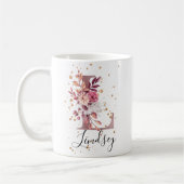 Mug LETTRE MONOGRAPHIQUE Florale Rose Mauve Rose Dustè (Gauche)