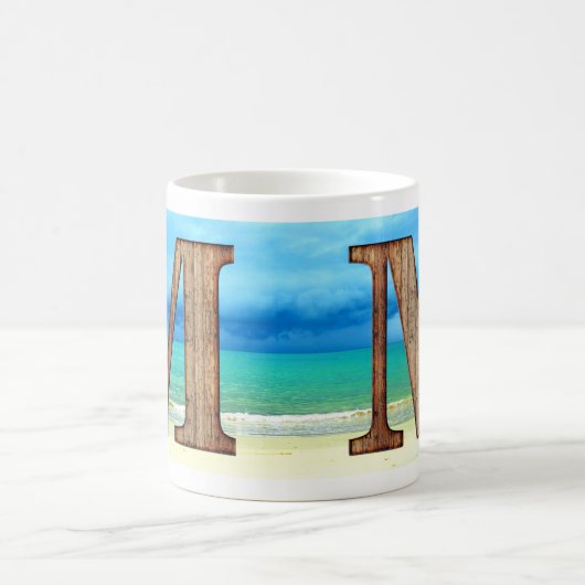 Mug LETTRE MONOGRAPHIQUE INITIALE EN BOIS M Beach Ocea (Centre)