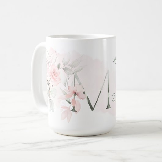 Mug LETTRE MONOGRAPHIQUE M Rose rose pâle (Devant gauche)