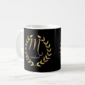 Mug Lettre monographique M Script Noir n Or Nom (Devant gauche)