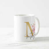 Mug LETTRE MONOGRAPHIQUE OR Floral Rose Élégant M (Devant droit)