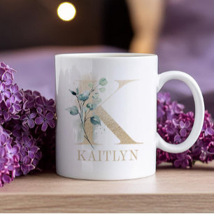 Mug LETTRE MONOGRAPHIQUE OR K Floral
