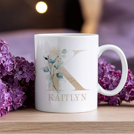 Mug LETTRE MONOGRAPHIQUE OR K Floral