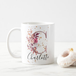 Mug LETTRE MONOGRAPHIQUE PLEINE MOUVE Rose DOUCE C