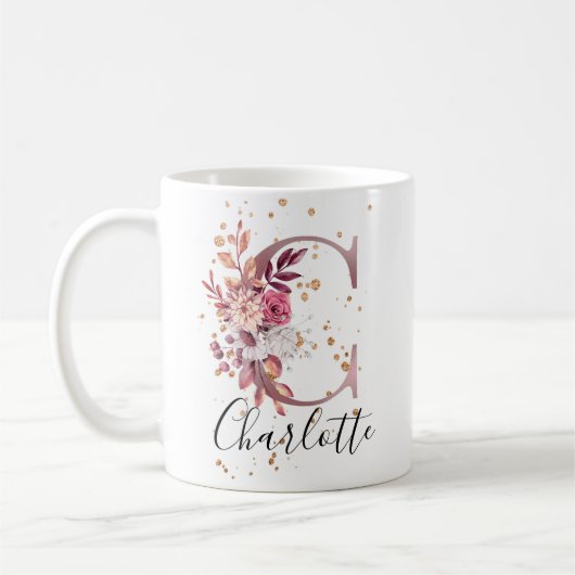 Mug LETTRE MONOGRAPHIQUE PLEINE MOUVE Rose DOUCE C (Gauche)
