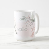 Mug LETTRE MONOGRAPHIQUE ROSE BLANCHE Délicate R (Devant droit)