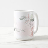 Mug LETTRE MONOGRAPHIQUE ROSE BLANCHE Délicate W (Devant droit)