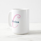 Mug Lettre monographique rose personnalisée C Nom pers (Devant gauche)