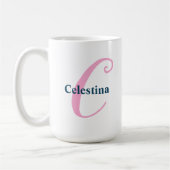 Mug Lettre monographique rose personnalisée C Nom pers (Gauche)