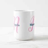 Mug Lettre monographique rose personnalisée M Nom pers (Centre)