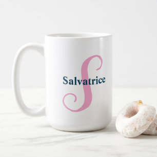 Mug Lettre monographique rose personnalisée S Nom pers