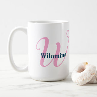 Mug Lettre monographique rose personnalisée W Nom pers
