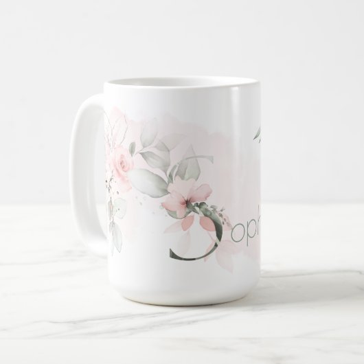 Mug LETTRE MONOGRAPHIQUE S Élégante Rose rose rose ros (Devant gauche)