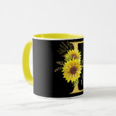 Mug LETTRE MONOGRAPHIQUE Tournesol E LETTRE Florale E (Devant gauche)