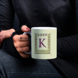 Mug LETTRE MONOGRAPHIQUE vintage CADRE Floral Nouveau