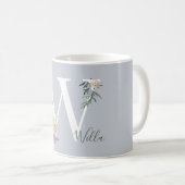 Mug Lettre monographique W Floral Personnalisée (Devant droit)