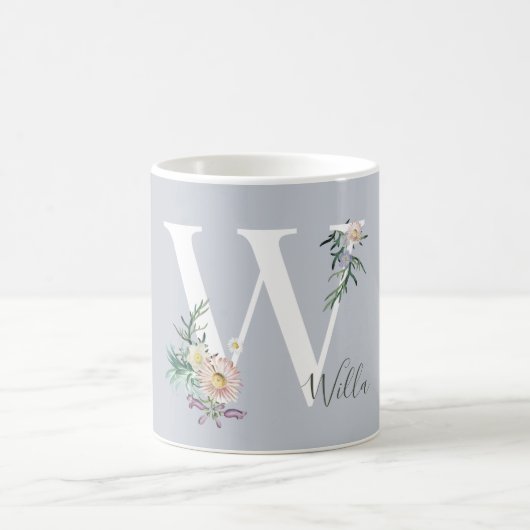 Mug Lettre monographique W Floral Personnalisée (Centre)