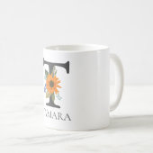 Mug LETTRE MONOMOBILE Florale Moderne Personnalisable  (Devant droit)