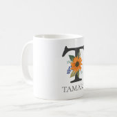 Mug LETTRE MONOMOBILE Florale Moderne Personnalisable  (Devant gauche)