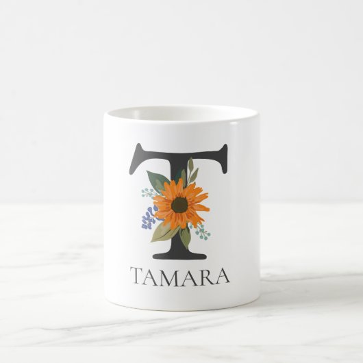 Mug LETTRE MONOMOBILE Florale Moderne Personnalisable  (Centre)