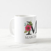 Mug LETTRE MONOMOBILE Florale Moderne Personnalisable  (Devant gauche)