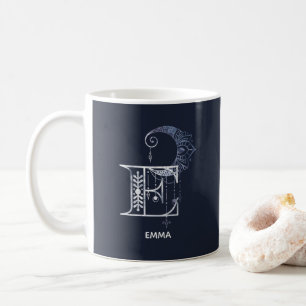 Mug LETTRE MONOMOGRAPHIQUE E Boho Crescent Moon Mandal