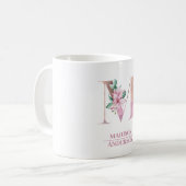 Mug LETTRE MOYENNE AQUATICOLE D'OR Rose MONogramme M (Devant gauche)