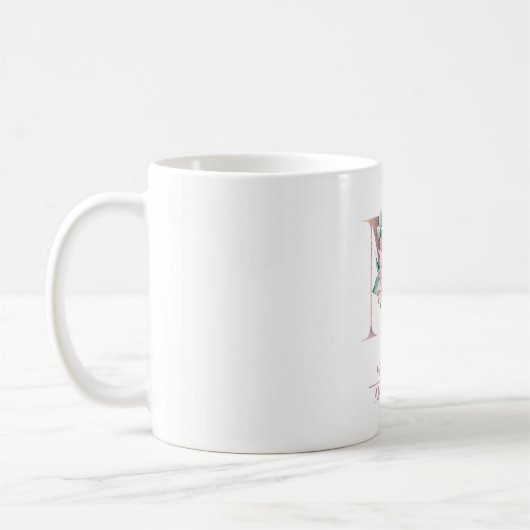 Mug LETTRE MOYENNE AQUATICOLE D'OR Rose MONogramme M (Gauche)