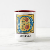 Mug LETTRE MOYENNE Florale Illuminée D MONogramme (Centre)