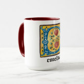 Mug LETTRE MOYENNE Florale Illuminée D MONogramme (Devant gauche)